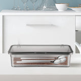3-Piece Grey Plastic Spoon and Chopstick Organizer Tray with Lid for Kitchen Drawer Storage and V1366-AZ2-W-23732