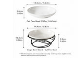 Raised Ceramic Pet Bowl with Metal Stand Brown - Paw Print Cat and Dog Feeding Bowl, Removable V888-ELOSUNG57071-3