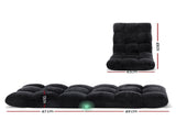 Artiss 2X Lounge Sofa Bed Flannel Fabric Black FLOOR-SBL-M193-S-BKX2