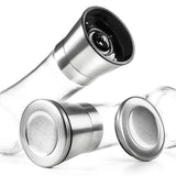 Premium Salt and Pepper Grinder Set of 2- Brushed Stainless Steel Pepper Mill and Salt Mil,Glass V1366-AZ2-W-24454