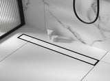 1200mm Tile Insert Bathroom Shower Black Grate Drain w/Centre outlet Floor Waste V63-832901