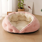 Semi-Enclosed Pet Bed with Plush Comfort and Anti-Slip Base Ideal for Cats and Small to Medium V1341-ZY-R2BJ25BQ-L-PINK