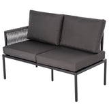 Eden 4-Seater Outdoor Lounge Set with Coffee Table in Black-Stylish Textile and Rope Design V264-OTF-523S-BLK-NA-1