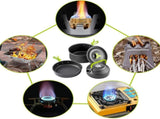 11PCS Orange Camping Cookware Set Lightweight Aluminium Camping Pots, Frying Pan, Kettle & V888-ELOSUNG54626