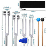 Tuning Forks Set 4 Pack 128Hz 256Hz 512Hz 528Hz with Hammer for Sound Healing Vibration Therapy V1188-TSQQ-13103-1