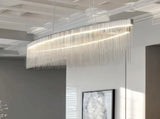 Modern LED Tassel Pendant Light Aluminum Linear Chandelier Dimmable Ceiling Lighting for Dining V767-LT-X119-110-G