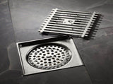 Square Shower with Removable Wedge Wire Pattern Grate, Matte Stainless Steel Shower Floor V1369-AZ3-W-03177