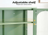 Artiss Buffet Cabinet Sideboard Wall Mounted Fluted Display Storage 70cm Green AI-SID-WM60-GN