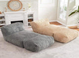 Ergonomic Bean Bag Chaise Lounger with Vertical Plush Fabric and High-Density Foam for Living Room V1341-ZY-EZHP94CL-GREY