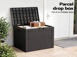 Gardeon Outdoor Storage Box 118L Container Lockable Garden Toy Tool Rattan-Texture Black OSB-RAT-118L-BK