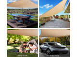 Instahut Shade Sail 6x7m Rectangle 280GSM 98% Sand Shade Cloth SAIL-H-6X7-C-SA