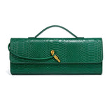 Green Elegant PU Leather Clutch Bag with Snake Print Design - Multi-color Options V888-ELOSUNG15631