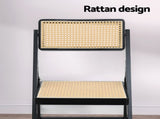 Artiss Dining Chair Wooden Rattan Foldable Black UPHO-C-DIN-01-RAT-BK