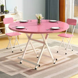 SOGA Pink Dining Table Portable Round Surface Space Saving Folding Desk Home Decor TABLERD726