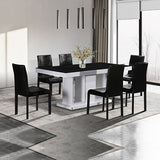 7 Pieces Dining Suite Dining Table & 6X Black Chairs in Rectangular Shape High Glossy MDF Wooden V43-DS-ESPR-7PC-BL