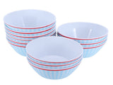 12PCS 6in Salad Bowls Food Serving Bowls Imitation Porcelain Dinnerwar TablewareLight Blue Grid V1294-YM0901-3118210047012