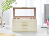 4 Layer Jewelry Box PU Leather Jewellery Organizer Multi-functional Storage Case with Clear Glass V985-JEWELRYORGANIZER