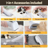 i.Pet Pet Grooming Kit Vacuum Dog Cat Hair Dryer Remover Clipper Brushes Cleaning PET-DRYER-7IN1-WH