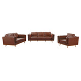 32Seater Sofa Brown Leather Lounge Set for Living Room Couch with Wooden Frame V43-SET-YOK-3+2-BR