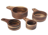 4PCS Cups Set Clear Scale Comfortable Handle Rounded Edges Stackable Handcrafted Wood V1294-YM0901-3118240098011