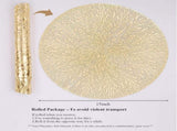 Set of 6 round placemats - Gold Placemats - 38x38cm - coasters - Openwork - Heat resistant V1188-MS101-02701-1