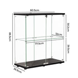 Stacked Glass Display Cabinet Lockable Collections Storage 2 Tier Shelf 2 Door DBOX1002-2-D-BK