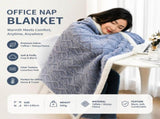 Blue 90140cm Textured bar knit pattern Sherpa Fleece and Taffeta Throw Blanket Soft Loungewear V888-ELOSUNG53456