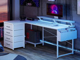 Levede L Shaped Gaming Desk with Storage Drawers White DH1072-WH-AU