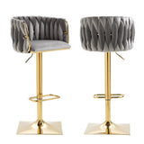 SERENIT Modern Velvet Breakfast Bar Stools Swivel Barstools Adjustable Counter Stools with Backrest V255-GP1782R-GREY