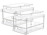 2 Pack Double Tier Clear Plastic Drawer Organizer Under Sink Sliding Drawers with Tray V1294-YM0901-H49003-2