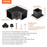 Pergola Bracket Kit 152.4 x 152.4 mm, 8pcs 3-Way Heavy Duty Corner Bracket Woodworks DIY Post Base, V952-LPJJTZST8PCS31NS1V0