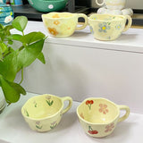 4 Pcs Ceramic Coffee Mug Creative Flower Mug 10.5oz Irregular Coffee Cups Ceramic Porcelain Flower V1370-AZ4-06310