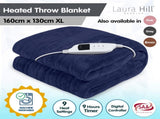 Laura Hill Electric Heated Blanket Throw Soft Coral Fleece w/ 9 Heat Settings - Blue THRG-KH-BU