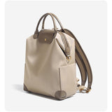 Retro Nylon Backpack PU Leather Color-Block / Packable & Lightweight / 14-inch Laptop Compartment / V1232-TQDNB-003