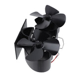 Stove Fan Heat Powered Aluminum Alloy 4 Blades Dual Head Fireplace Fan for Replacement Black V1294-YM0706-3114230125511