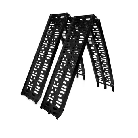 2x Aluminium ATV Loading Ramp Foldable - Black ATV-01A-BK-2