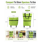 2 in 1 Foldable Shopping Bag, 23L Large Capacity Oxford Rolling Tote, Lightweight Reusable Grocery V1366-AZ2-W-10839
