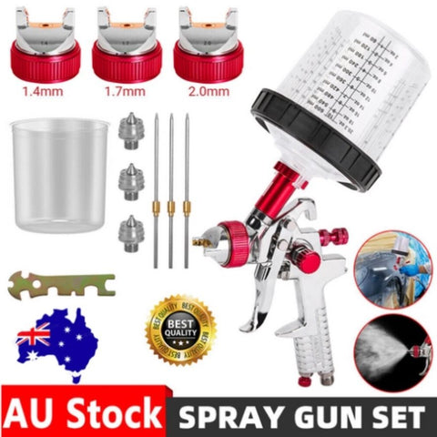 Air HVLP Spray Gun Paint Gun 600CC Gravity Feed Cup 1.4mm 1.7mm 2mm Tip AU Stock V201-SPRAY02RE8AU