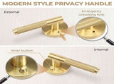 Champagne Gold Privacy Door Handle with Knob Indoor for Bedroom or Bathroom Heavy Duty Door Handle V1366-AZ2-W-14944