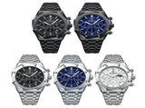 Waterproof Business Quartz Watch In Black Steel-Blue - Multifunctional PRL-5073233060DBT