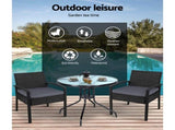 Gardeon 3PC Bistro Set Outdoor Furniture Rattan Table Chairs Cushion Patio Garden Felix ODF-CHAIRSET-TEA