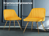 Artiss Dining Chairs Set of 4 Velvet Channel Tufted Yellow UPHO-D-DIN203C-VEL-YEX4