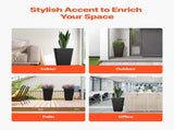 Tall Planter, Set of 2 Tall Square Tapered Planters, 57 cm Large Modern Gardening and Flower Plastic V952-FZXHS22YCBDTHZU9MV0