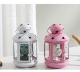 3-piece White and Pink and Red European Style Star Cutout Metal Candle Lantern - Handcrafted Iron & V888-ELOSUNG50729