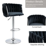 SERENIT Modern Velvet Breakfast Bar Stools Swivel Barstools Adjustable Counter Stools with Backrest V255-SE-SP1782R-BLACK