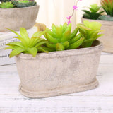 4 pcs Modern Artificialt Arrangement Potted in Gray Concrete Plant Bowl, Assorted Faux Mini V1192-AZ-W-14459
