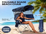 Foldable Canopy Shade Chair Outdoor Sturdy Frame Thickened Oxford Fabric Chair with Armrest Cup V985-CANOPYCHAIR