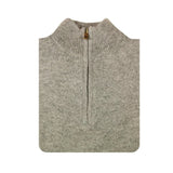 100% SHETLAND RAGG WOOL Half Zip Up Knit JUMPER Pullover Mens Sweater Knitted - Grey - M V563-SW-HZ-GRY21-M