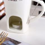 Tealight Fondue Set, Ceramic Melting Pot for Chocolate and Dessert Beige V1237-ZY-203-0335