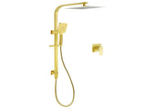 WELS Brushed Gold Square Shower 10" Large Rain Head Handheld Silde Rail Arm 2in1 Set Mixer V1233-C7121GHS002M4CGKSS110GKSQ201G